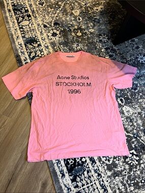 Acne Studios Pink Crewneck 'Stockholm 1996' Logo Tee